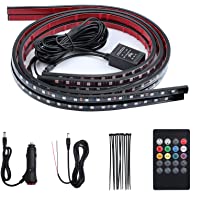 Justech Tira de LED 8 Colores Luces LED Coche con 16 Modos IP65 Neón Bajo la Luz del Resplandor del Coche 12V RGB…